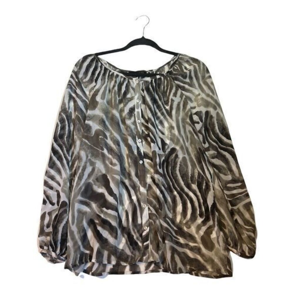 EDIT By Jeanne Beker Animal Print Chiffon Button up Blouse Size 4